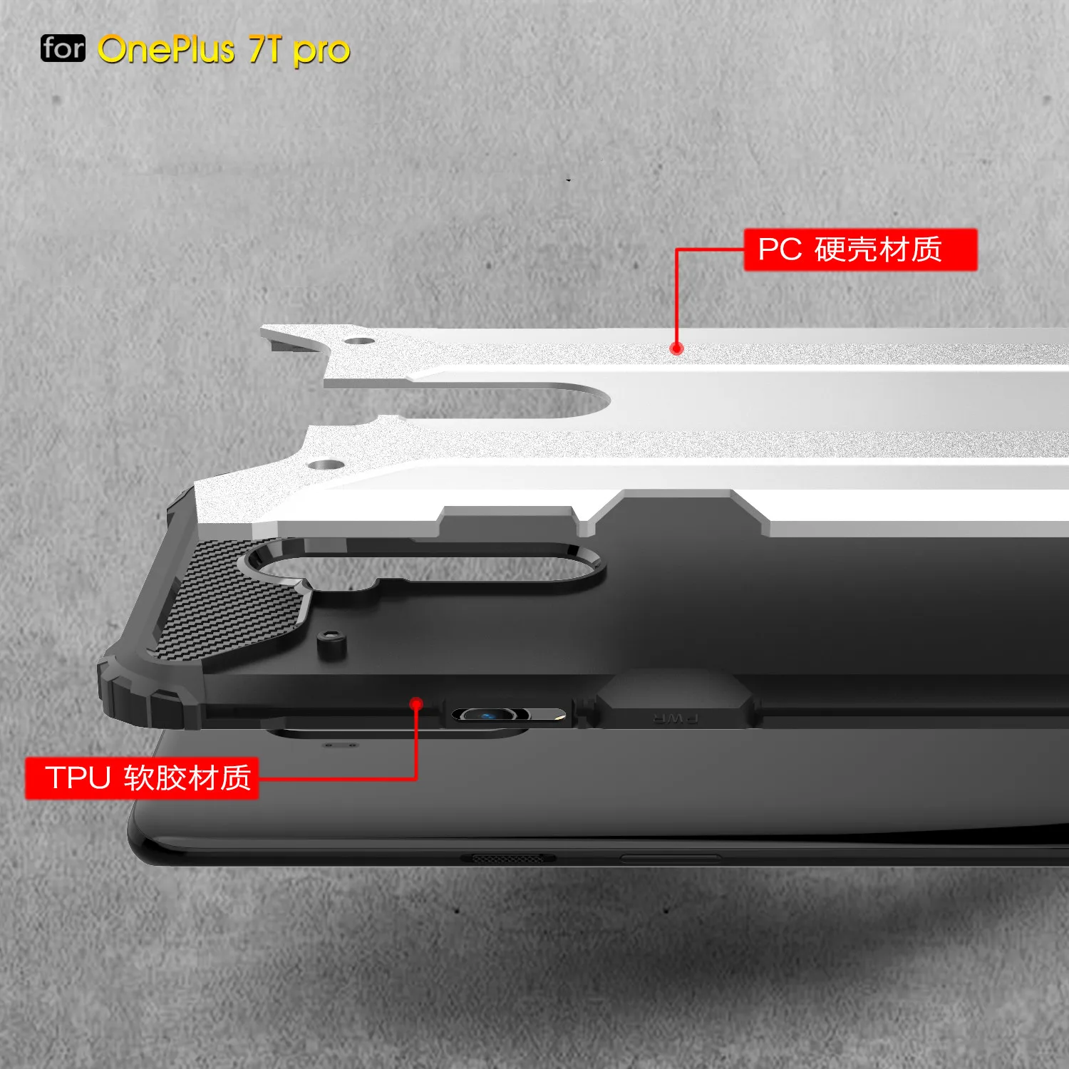 For Oneplus One Plus 7T Pro Case 6.67&quot Heavy Armor Slim Hard Rubber Tough Silicone Phone Cover Oneplus7T Mclaren |