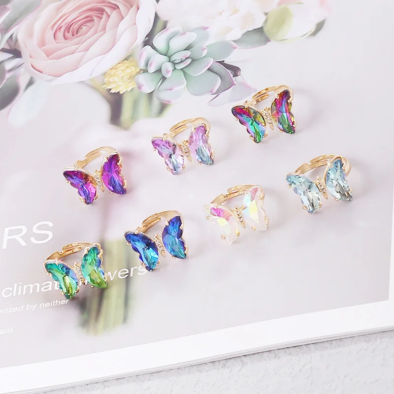 

7 Colors Gradient Butterfly Ring Ladies Party Gift