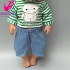 43 см, модная Кукла, комплект одежды, рубашка + джинсовые брюки + Кепка, костюм для 18-дюймовых американских кукол мальчиков