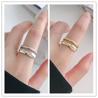 new 925 sterling silver trendy elegant twist two circle rings for women couple simple geometric handmade jewelry adjustable