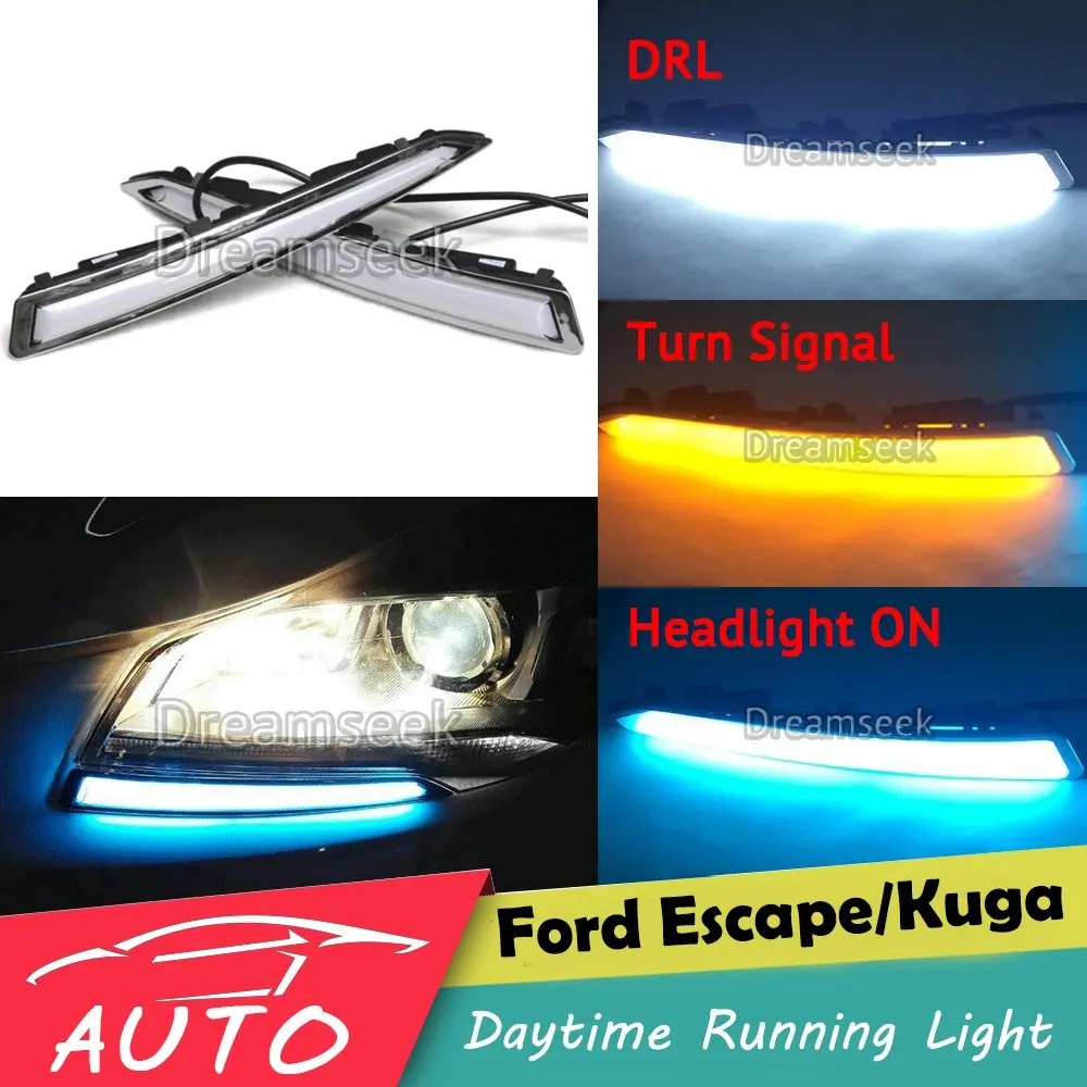 Дневные ходовые огни для Ford Kuga Escape 2013 2014 2015 2016 светодиодный Автомобильные дневные