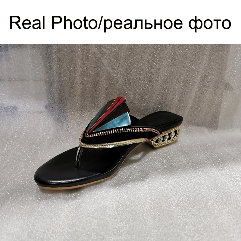 Женские шлепанцы BONJOMARISA натуральная кожа каблук средней высоты повседневная
