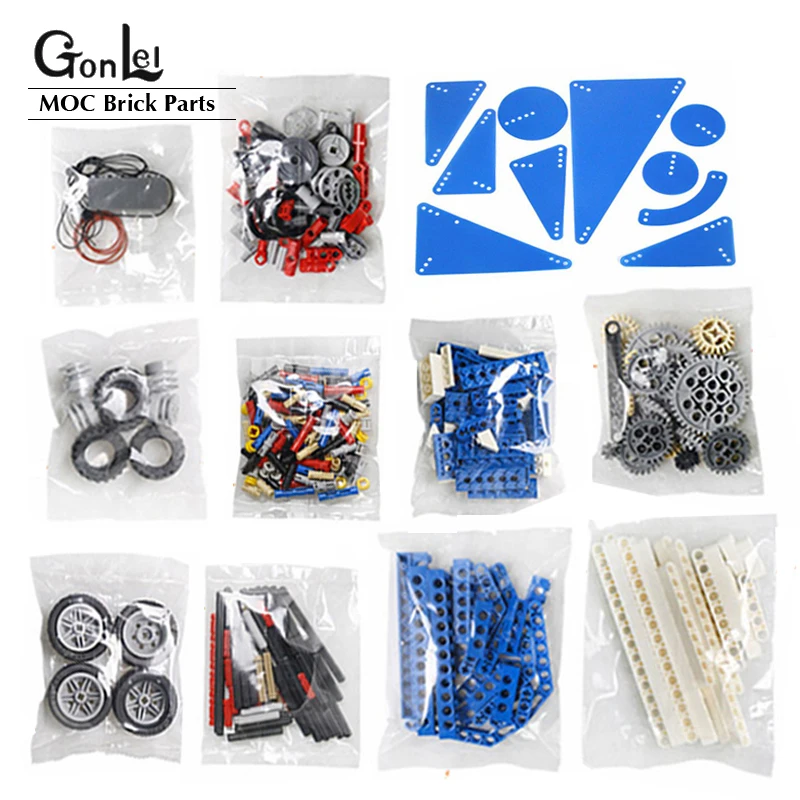 

398 строительные блоки шт./пакет MOC, технические балки, шестерни, осевые колеса и разъемы, комплект деталей для 9686, игрушки с простыми механизм...