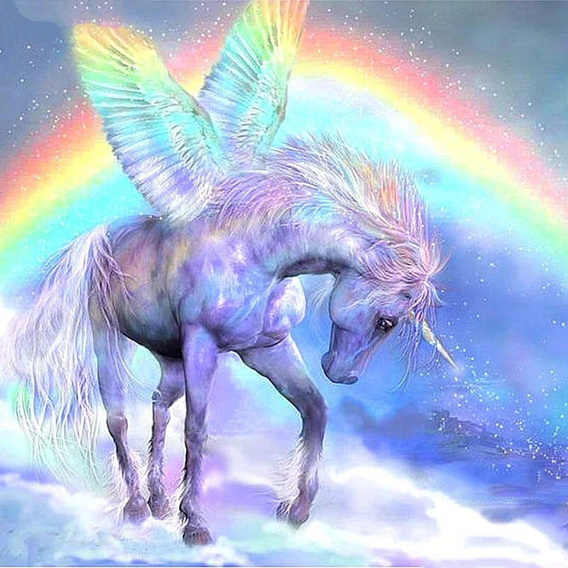 

JMINE Div 5D Angel unicorn Rainbow Full Diamond Painting cross stitch kits art High Quality Animal 3D paint by diamonds