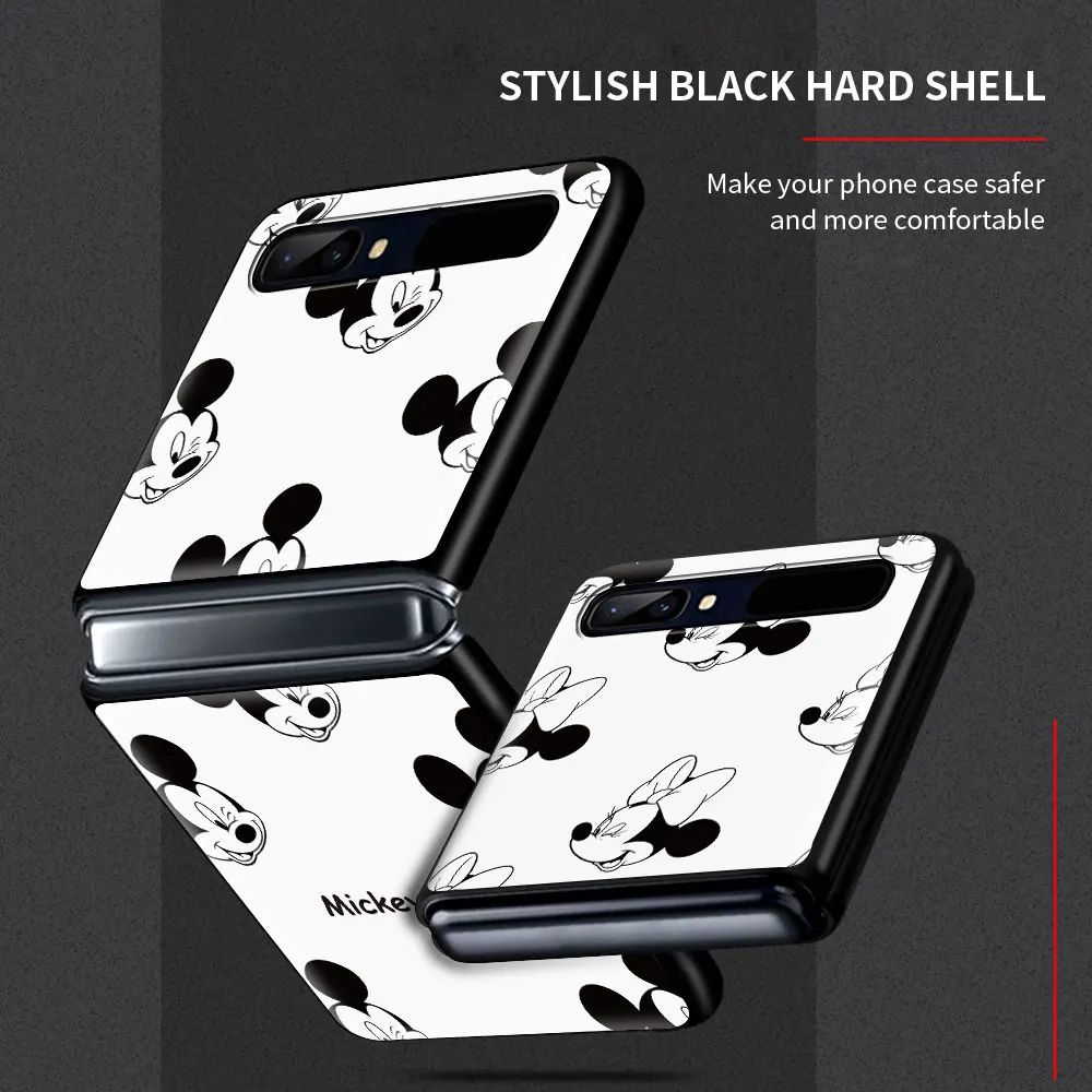 Mickey black and white Shockproof Cover for Samsung Galaxy Z Flip Flip3 5G Black Phone Case Shell Hard Fundas Coque Capa