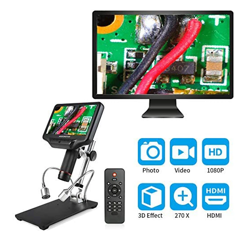 high definition digital biological microscope camera 3d hdmi microscope with 7 lcd usb video microscopes for phone repairing free global shipping