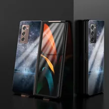 Luxury Tempered Glass Case For Samsung Galaxy Z Fold 2 5G Plating Edge Hard Protection Shell For Samsung Galaxy Z Fold 2 Cover