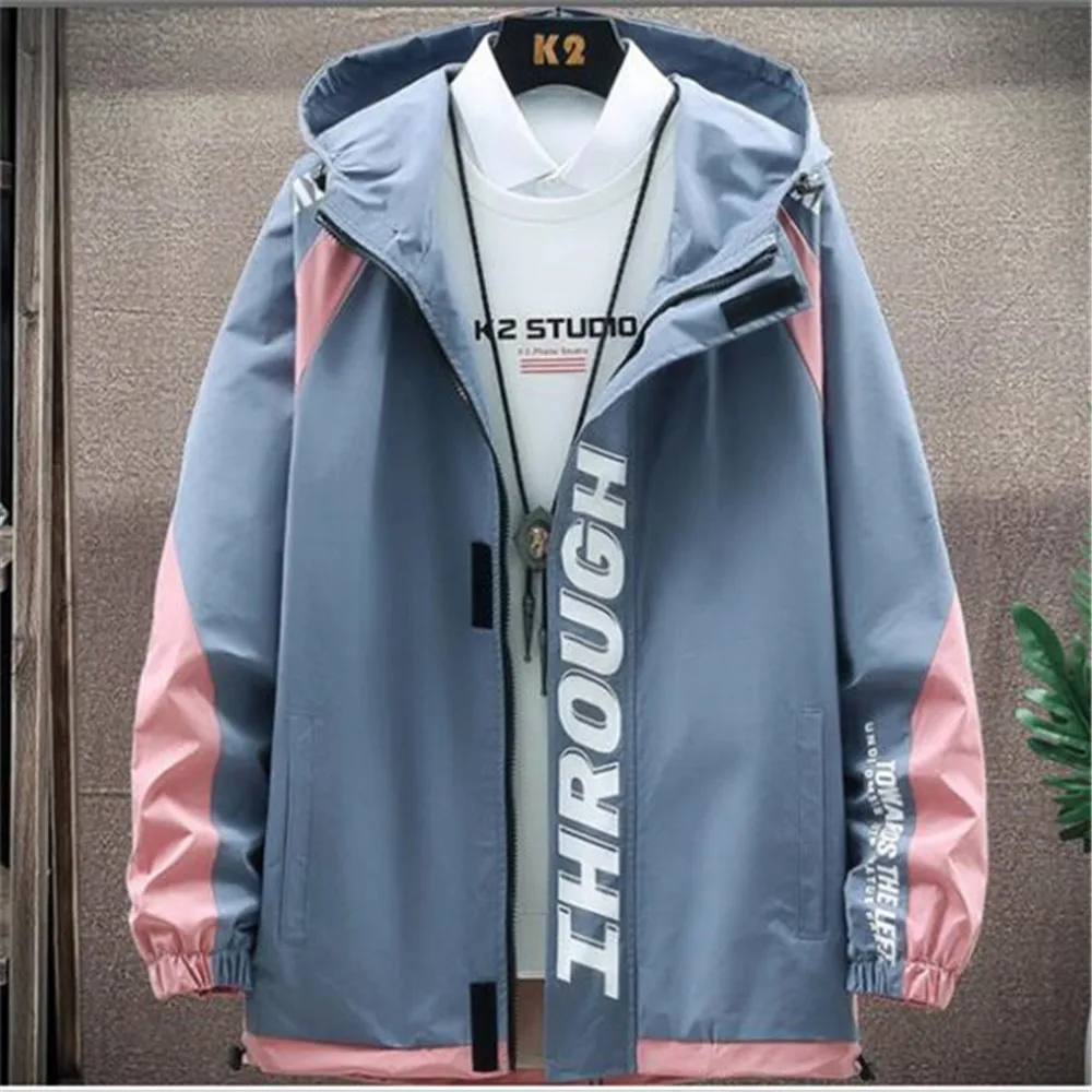 

Spring and Autumn New Men's Workwear Jacket Korean Trend Hooded Jackets Coat Top Clothes