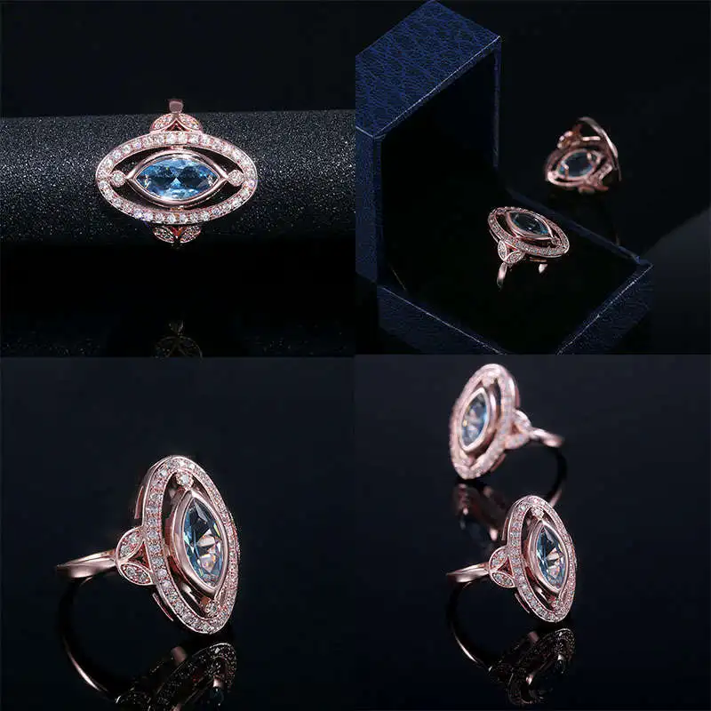 

Модные кольца золотого цвета, цвет розового золота, ювелирные изделия, овальная огранка для элегантных женщин, свадебное кольцо, размер 6-10