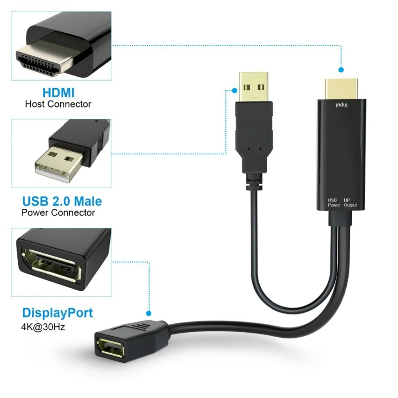 

to DP active USB power supply 4K USB Powered Male to DP Display Port