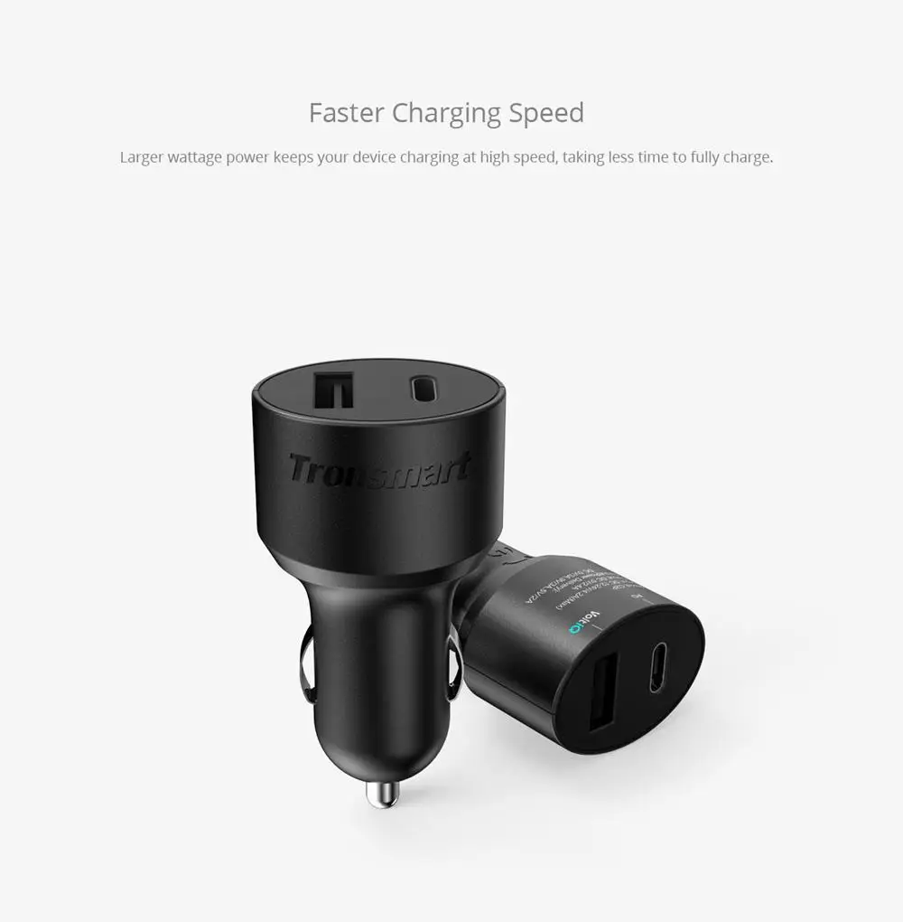 Tronsmart C2P изготовления 42вт USB-C 2-Порты и разъёмы автомобиля Зарядное устройство с Мощность доставки для Google Pixel/Pixel XL/MacBoo/iPad Pro
