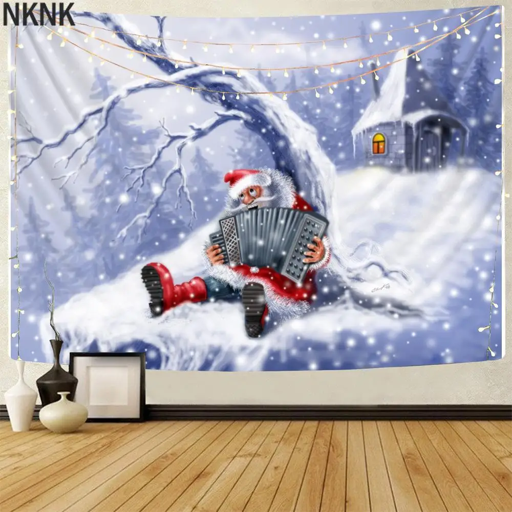 

NKNK гобелен с Санта Клаусом, деревья, домашние гобелены, живопись, настенный гобелен, гобелены Харадзюку, Декор, мандала, Премиум полиэстер