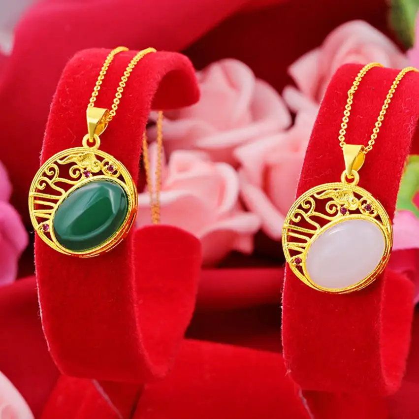 

Hi 2pcs/lot Court style retro 24K Gold Pendant Necklace for party Jewelry with Chain Choker Birthday Gift girl swearter