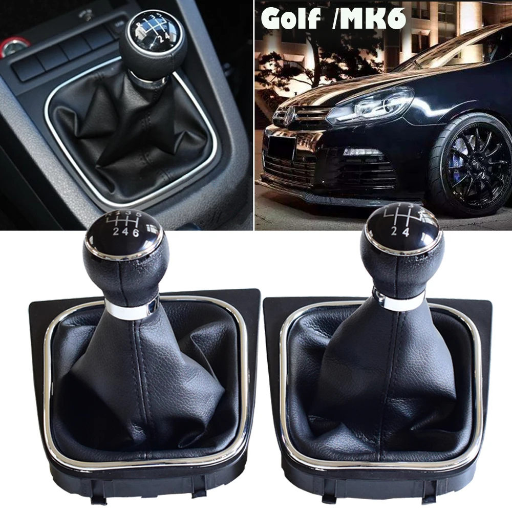 

Car 5/6 Speed Gear Shift Knob Lever Stick Gaiter Boot Cover For VW Golf 5 MK5 2005-2010 Car Accessories
