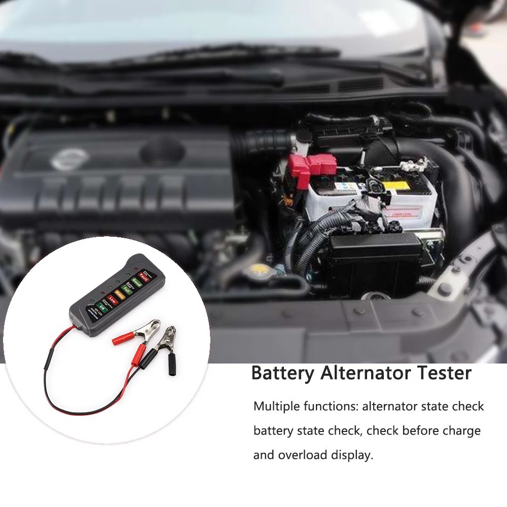 12V Digital Car Auto Tester Alternator 6 LED Light Diagnostic Tool For Truck Motorcycle Bike Lead Acid Lithium Battery |