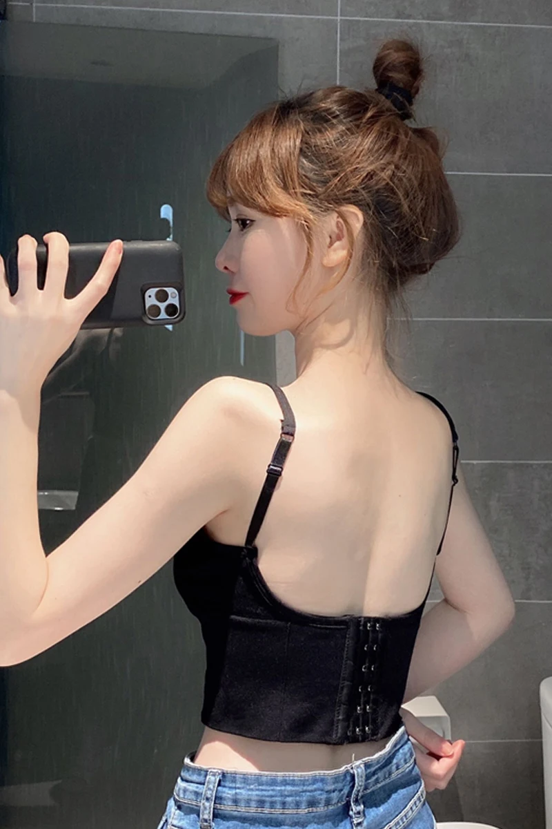 

U-shaped back underwear women's thin summer bra without steel ring Sexy push up bra Gathered bra