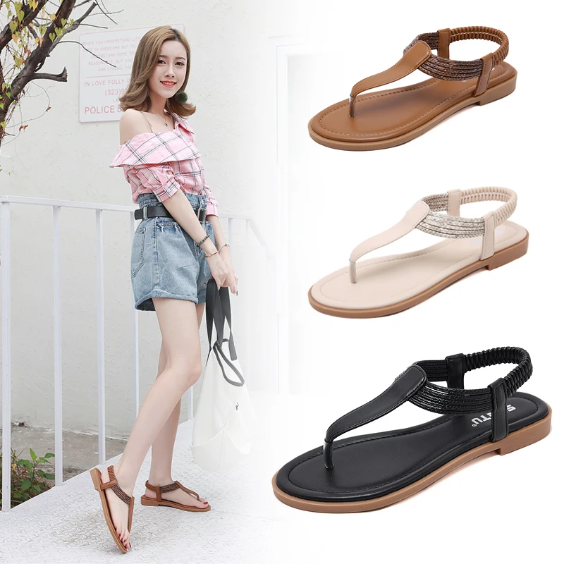 Летние босоножки Новинка 2019 года модные удобные повседневные римские сандалии