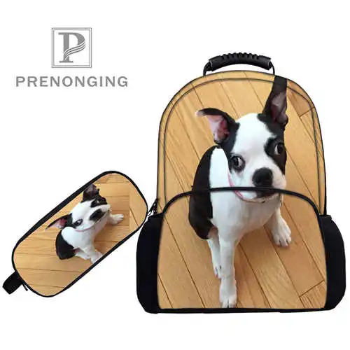 Пользовательские 17 дюймов boston terrierрюкзаки пеналы для ручек 3D печать школьные