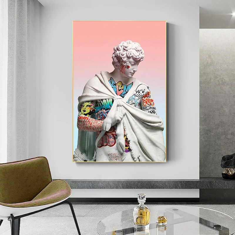 Скульптура Давида Vaporwave Холст Искусство плакаты граффити искусство холст