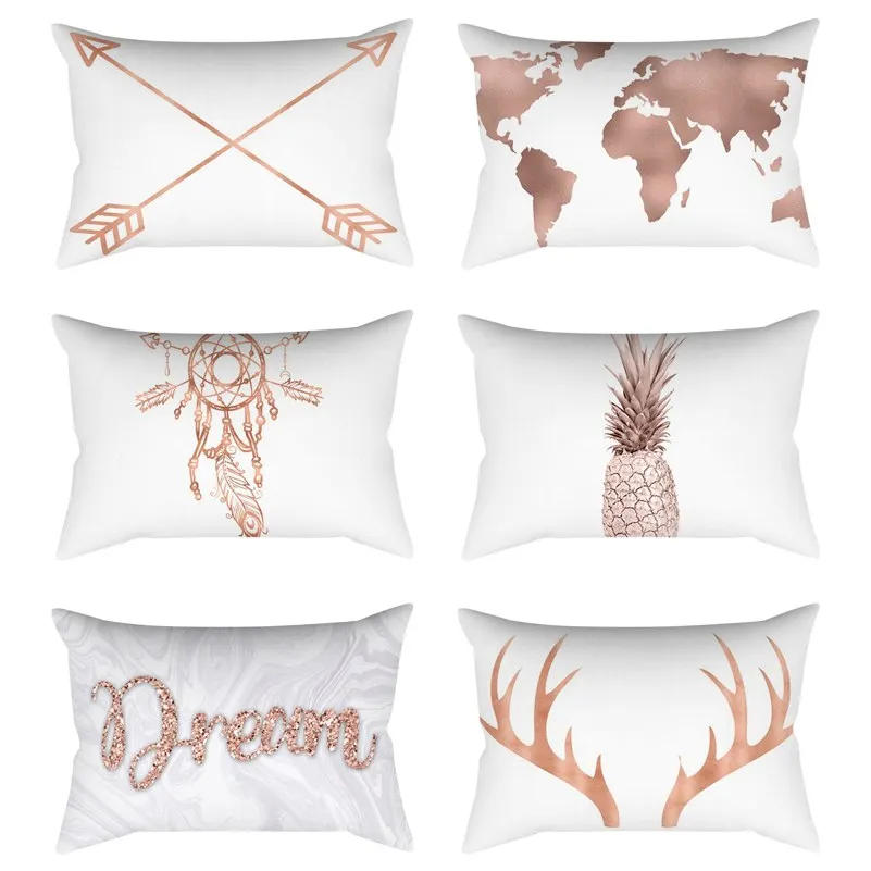 Чехол для подушки с геометрическим рисунком 30x50 прямоугольный чехол розовой