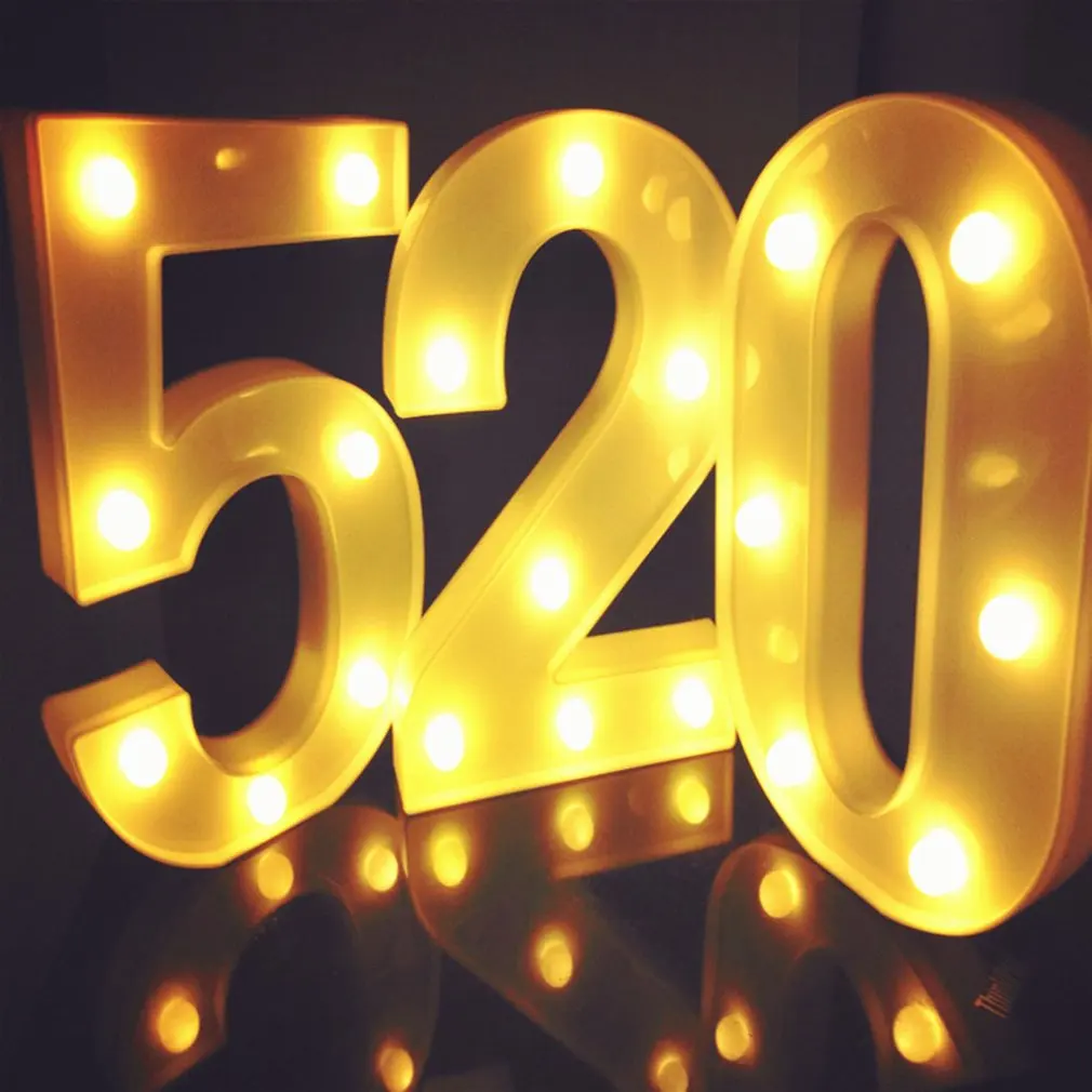 

Shape 5 INS hot English letter light LED symbol modeling lamp wedding digital light birthday proposal white light