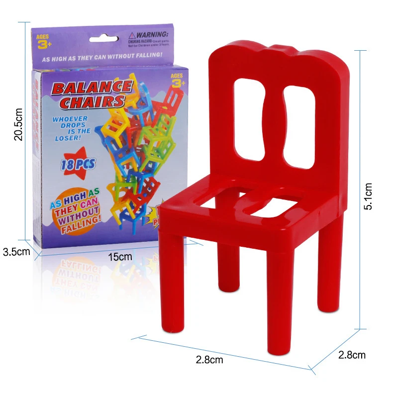 Kids Educational Family Game 18pcs Mini Chair Balance Blocks Toy Plastic Assembly Stacking Chairs Balancing Training Toys | Игрушки и