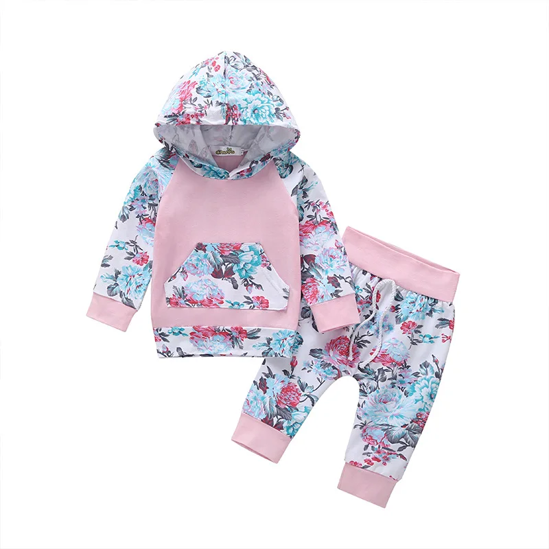 Комплект с принтом для маленьких девочек осенняя хлопковая одежда длинными