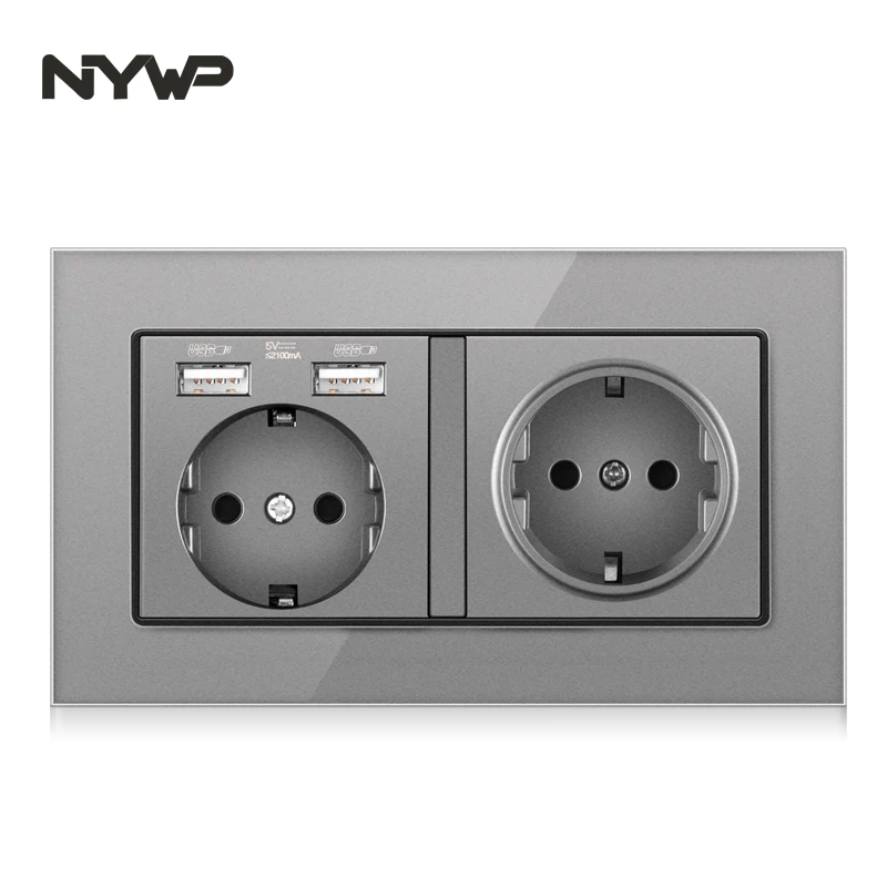 Настенная стеклянная панель NYWP 16 А розетка питания многоштепсельная вилка