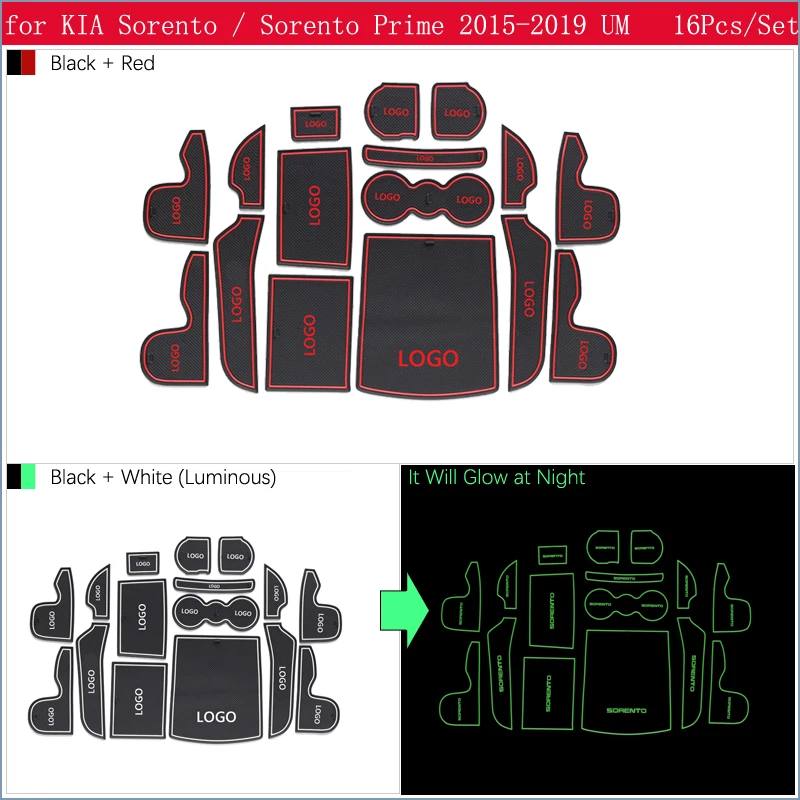 KIA Sorento 2015-2019 Accessories: Anti-Slip Rubber Gate Slot Cup Mat, Sorento Prime UM MK3, Car Stickers image 2
