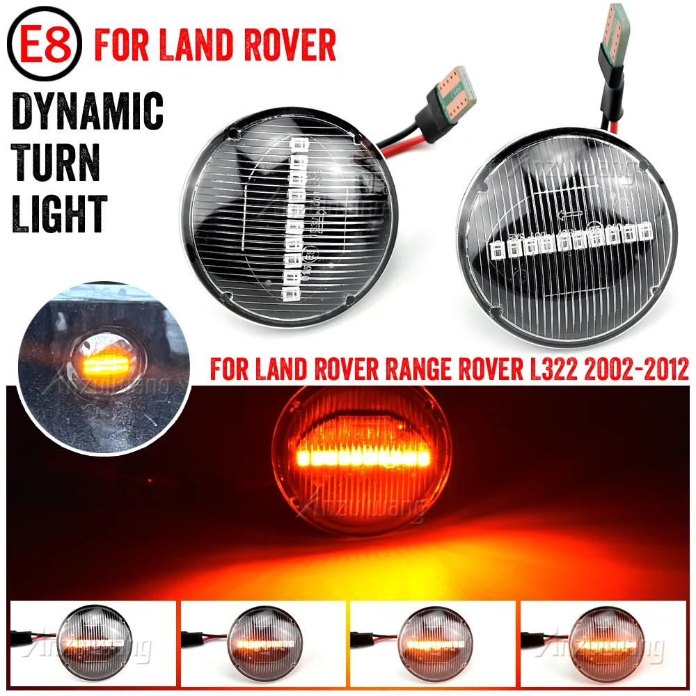 

2 шт. для Land Rover Range Rover L322 2002-2012 прозрачные линзы дымчатые светодиодный боковые габаритные огни динамический Янтарный сигнал поворота