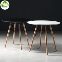 tieho nordic style round dining tables leisure modern table solid wood 4 legs tables black white diameter 90100120cm