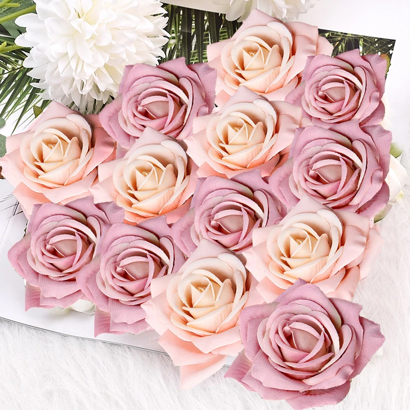 

30pcs Rose Flower Artificial Silk Heads Decorative Scrapbooking For Bride Wedding Bouquet Birthday Home Decoration DIY Fake Rose