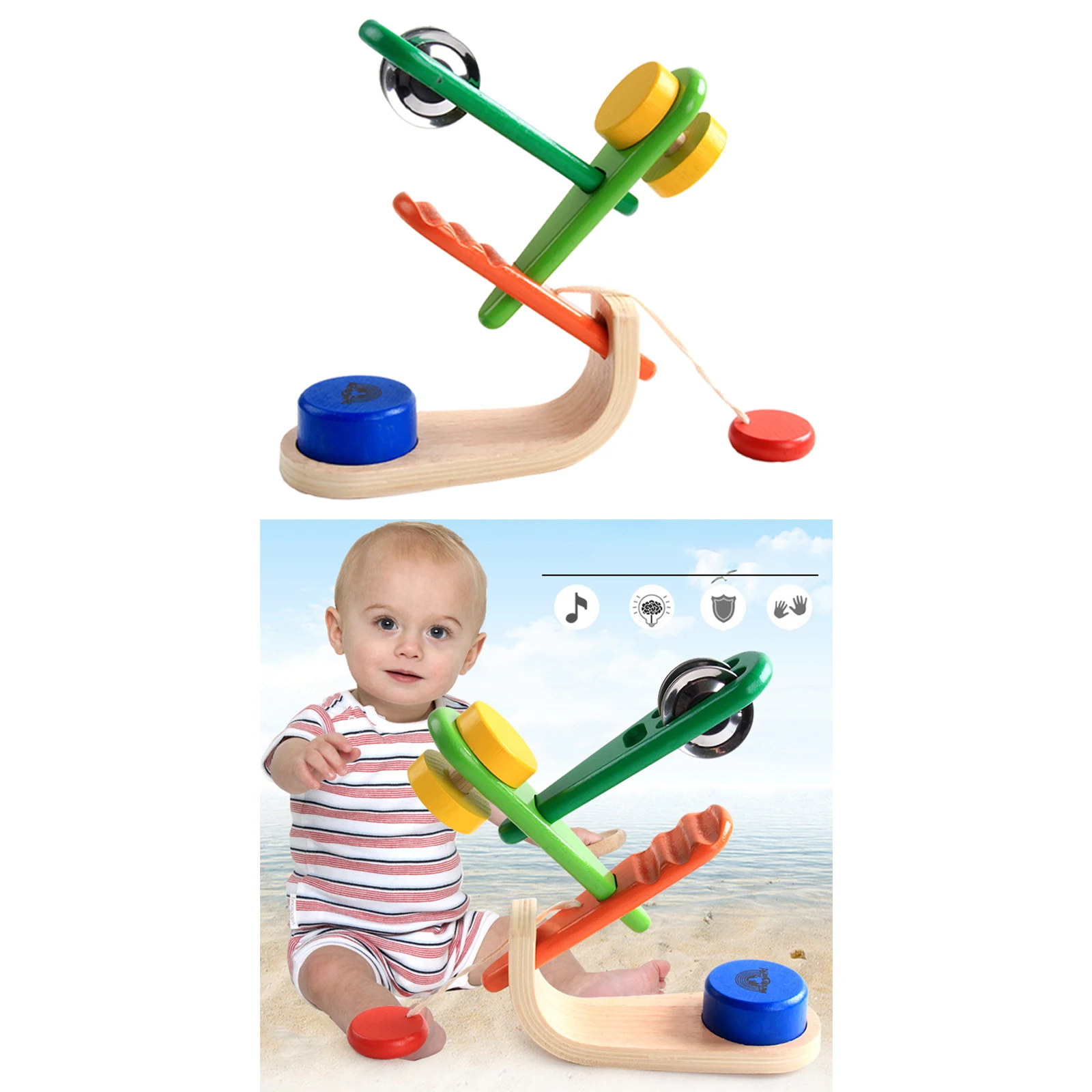

Wood Musical Instrument Learning Montessori Rhythm Noisemakers Toy Play Set