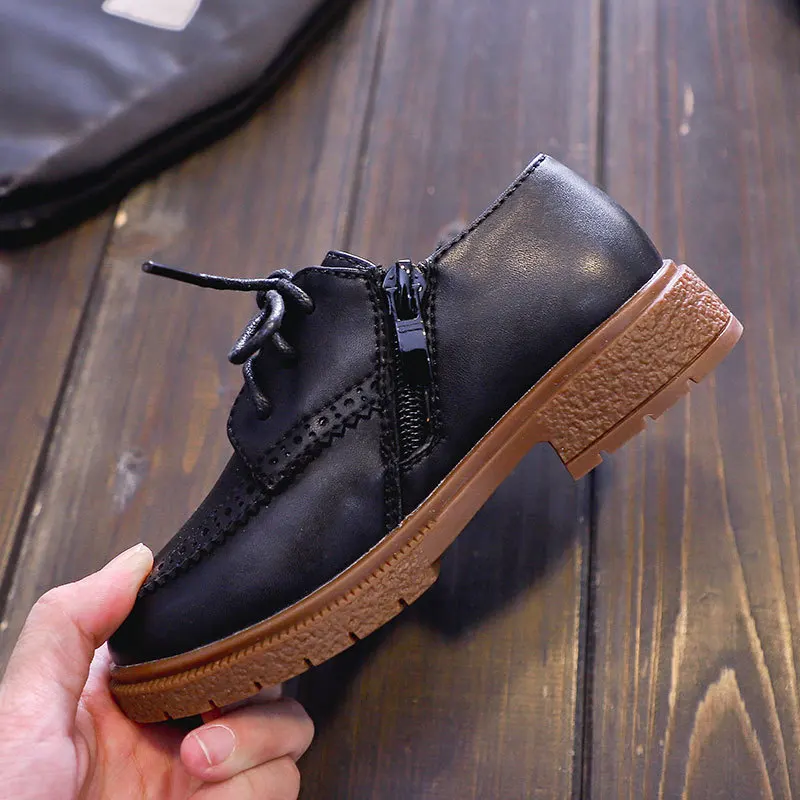 

Children leather shoes for boys 2021 new fashion kids retro single shoes students black British style performance shoes