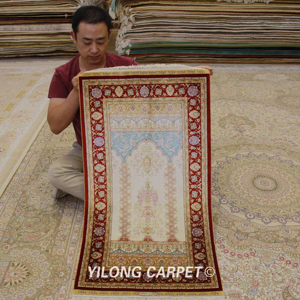 Yilong 2 'x 3 5' Восточный шелковый ковер ручной работы изысканный маленький коврик