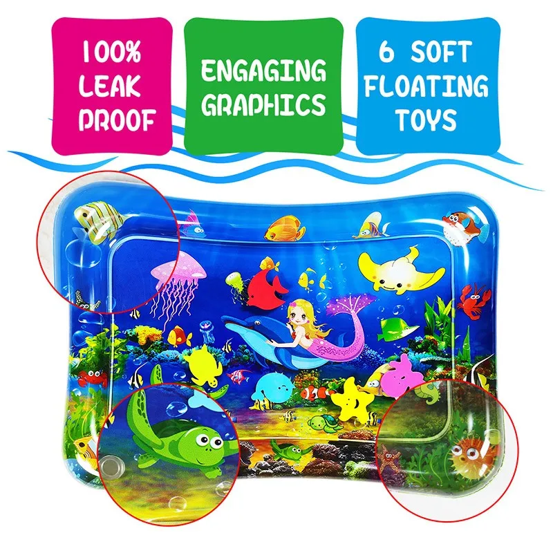 

Dropshipping New Design Baby Water Play Mat Inflatable Infant Tummy Time Playmat Toddler For Baby Fun Activity Kids Play Center