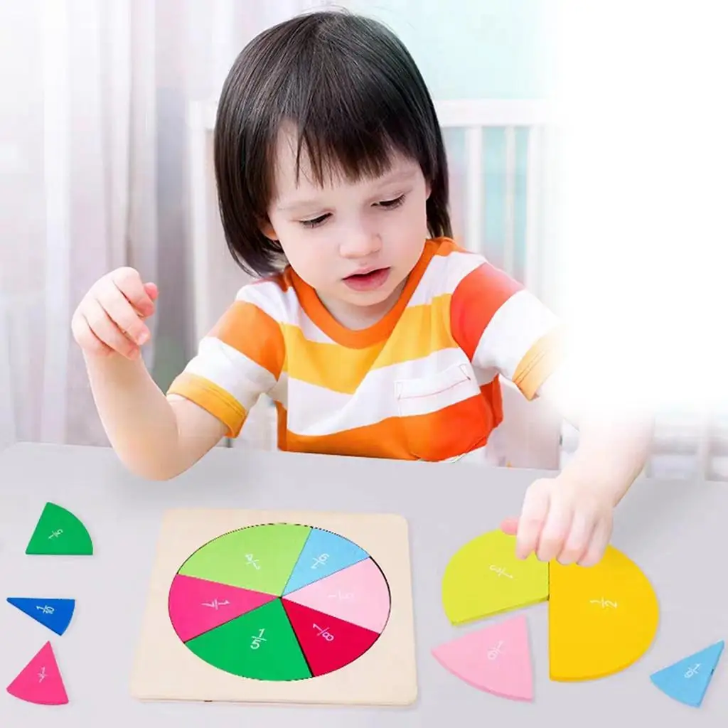 

Math Fraction Blocks Shape Sorter Learning for Teaching Mathematics Ages 4-7 Boys Girls