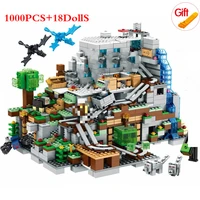mountain cave my world bricks the mine mechanism minecraftinglys building block action figures compatible my world set gifts toy