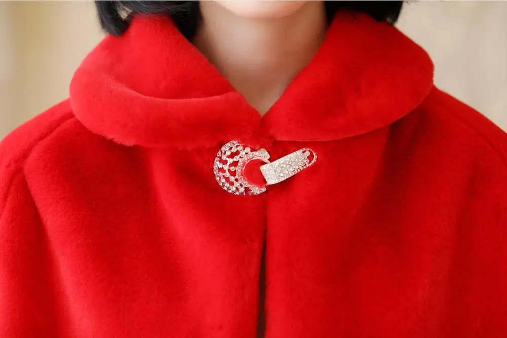 Шамаи красный искусственный мех зимнее свадебное обертывание теплое слоновой