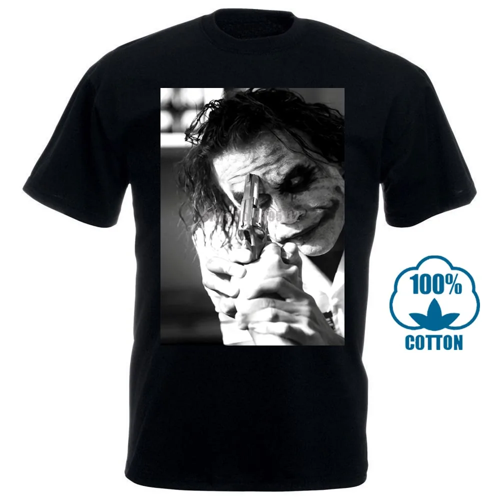 Модные летние парные футболки Джокер Хит Леджер пистолет футболка Размеры от