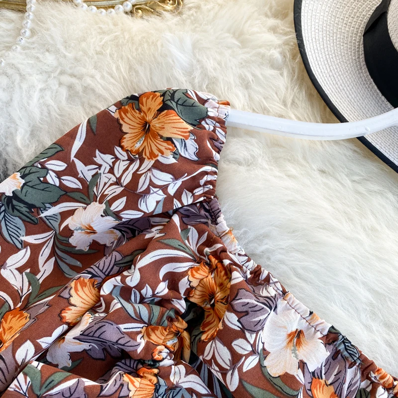 Женская шифоновая блузка с квадратным вырезом короткая плиссированная длинным