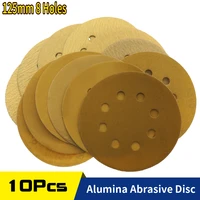 10 pcs 5 inch 125mm 8 holes aluminium oxide 60 to 1000 grits hook loop sandpaper sanding disc for metal automotive wood