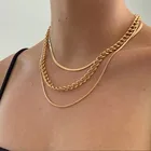 Женское многослойное ожерелье-цепочка со змеиным плетением