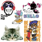 Симпатичные Мультяшные крутые нашивки с котом, Аппликации сделай сам, термоклейкие термонаклейки для одежды