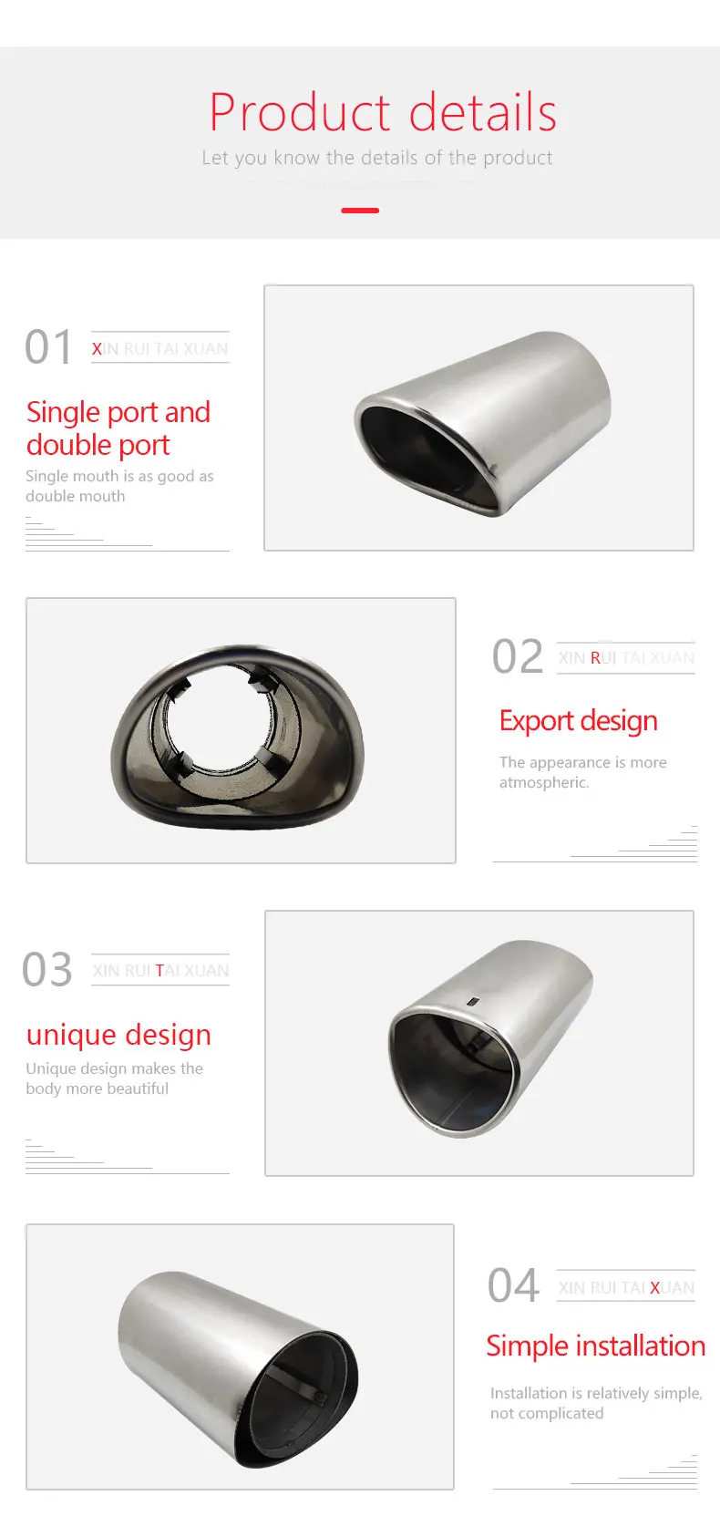 Car exhaust pipe is suitable for Audi Q5 Volvo V70 Mazda 3 Honda Accord stainless steel silencer tail throat accessories