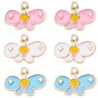 20pcs fashion design color enamel cartoon butterfly pendant charm for jewelry diy making crafting necklace bracelet accessories