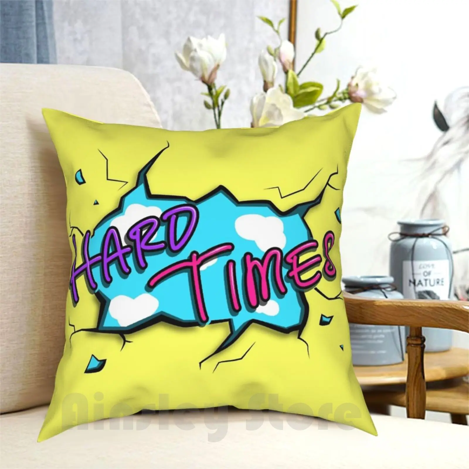 

Тяжелые времена! Чехол-Подушка с принтом для дома, мягкая накидка-подушка, жесткие времена, жесткие времена, группы Парамор после смеха, посл...