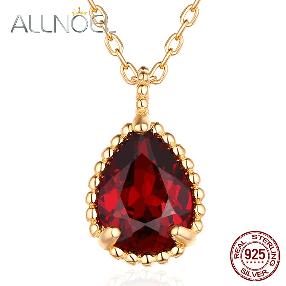 

ALLNOEL , 925 пробы, серебряное ожерелье с подвеской для женщин, классика, капля воды, 100% натуральный гранат, агат, цитрин, роскошный свадебный под...