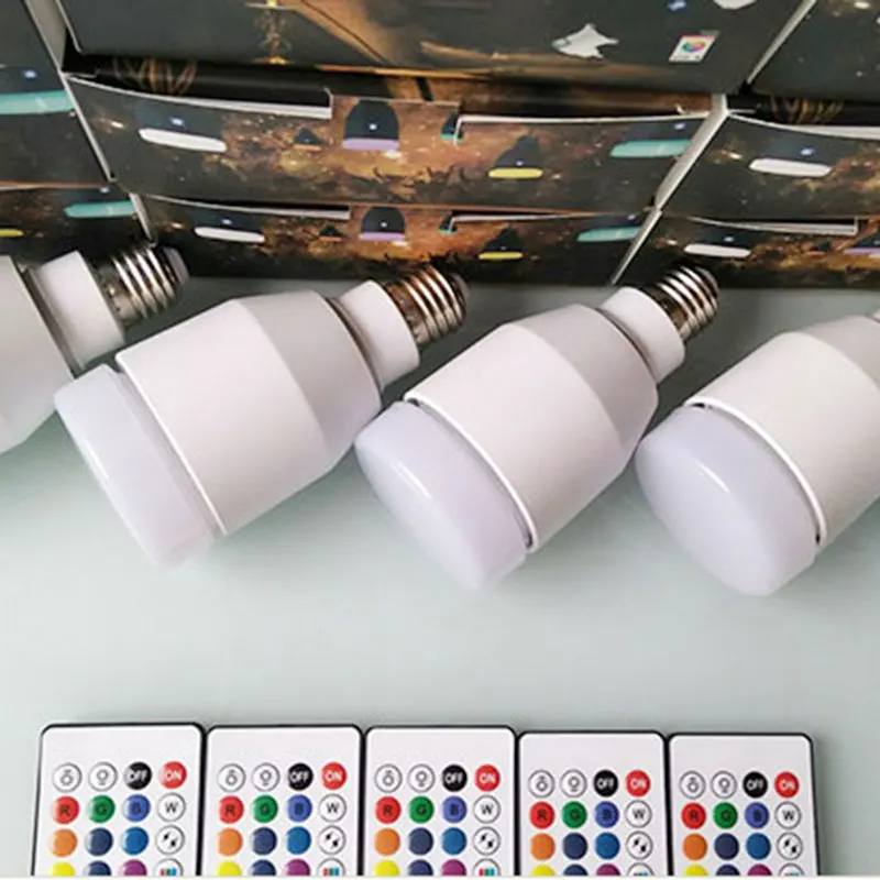 E27 база RGB Светодиодная лампа со звуковым боксом Bluetooth музыкальный динамик