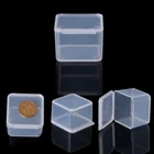 Пустые маленькие квадратные прозрачные пластиковые коробки для хранения, чехол, баночки для косметики, прозрачные многоразовые инструменты для макияжа сделай сам, 1 шт.